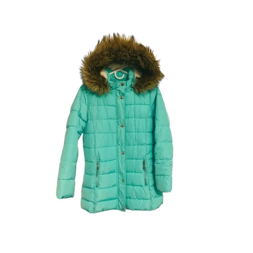 Justice Girls Mint Green Puffer Winter Jacket Coat 16/18